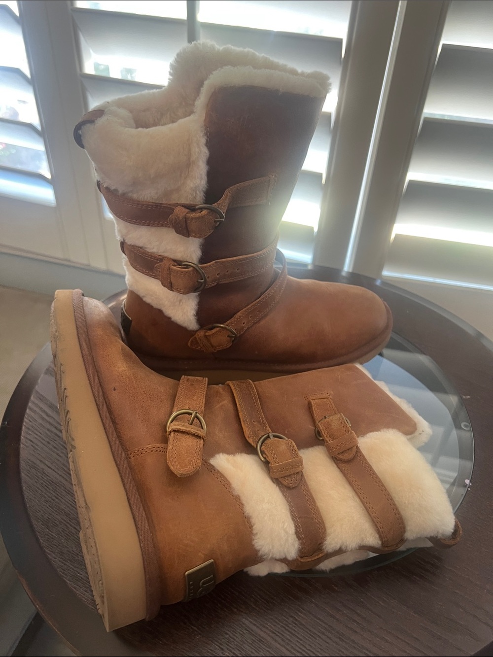 Worn once, UGG Australia Brown Suede Mid-Calf Boots Size 8 US SN 1005800